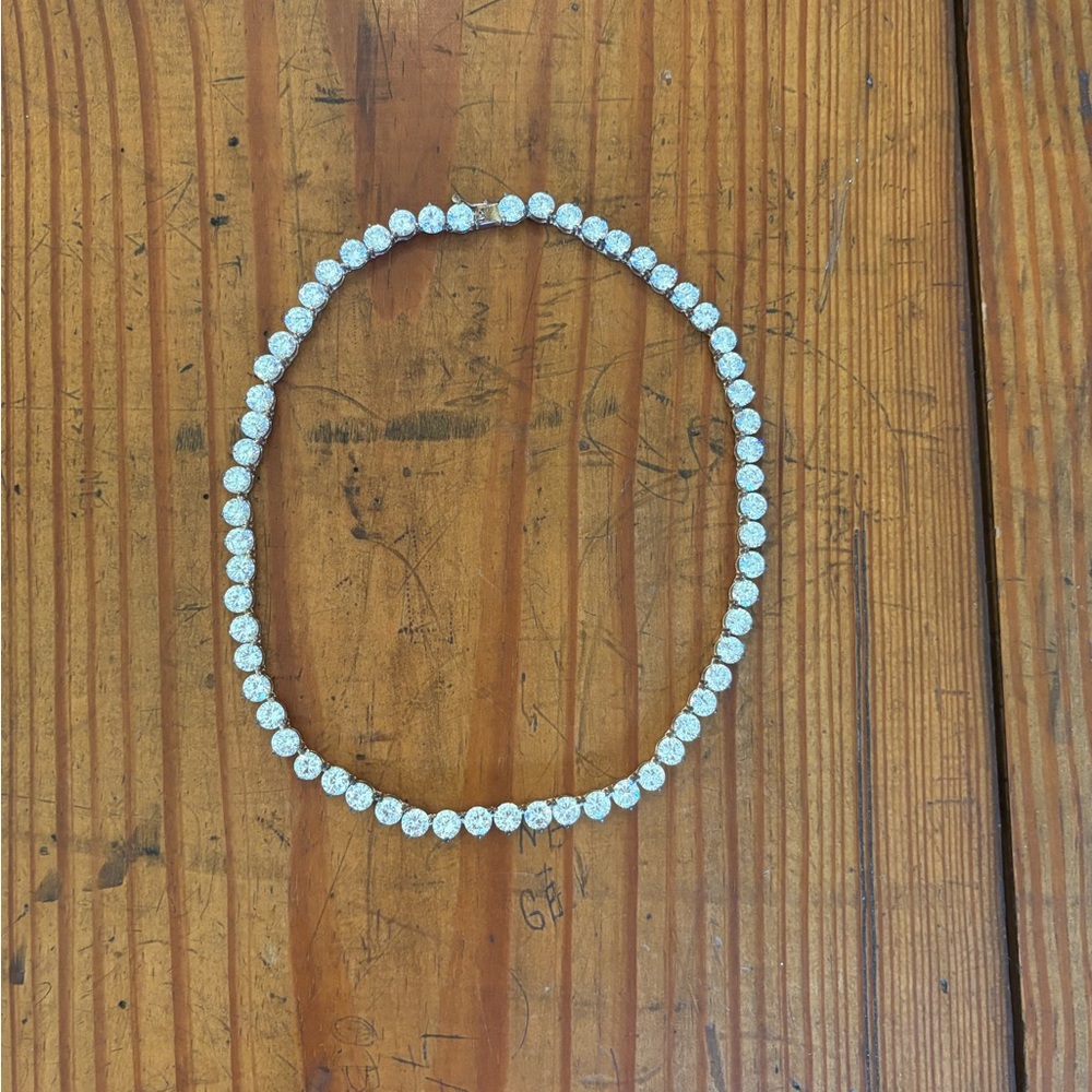 Vintage Rhinestone Tennis Necklace – Early 2000s Glam